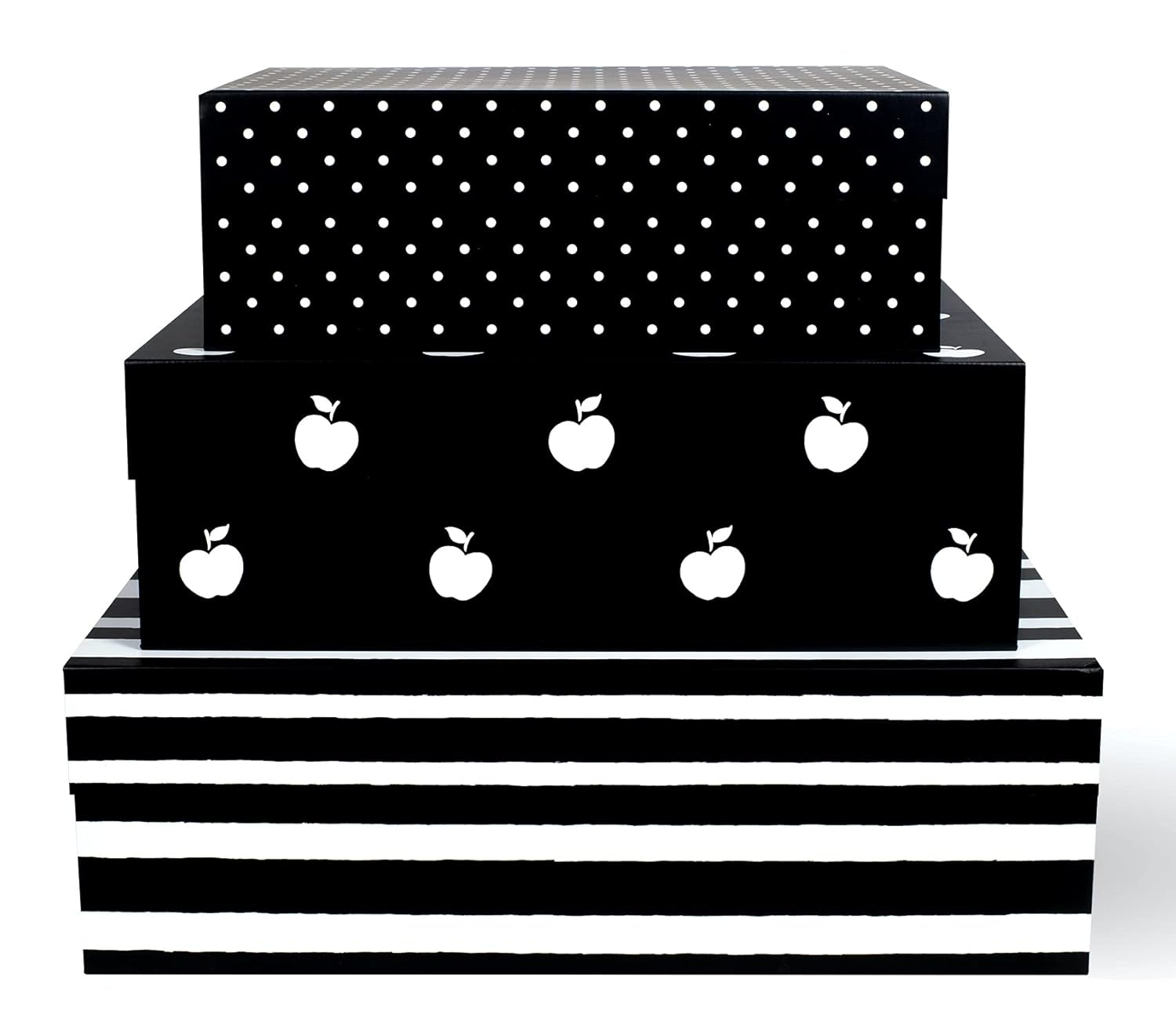 Kate Spade New York Decorative Storage Boxes with Lids, 3 Pack Sturdy Organizer Storage Bins, Includes Small Medium Large Pink Nesting Boxes with Magnetic Closure, Dots and Stripes