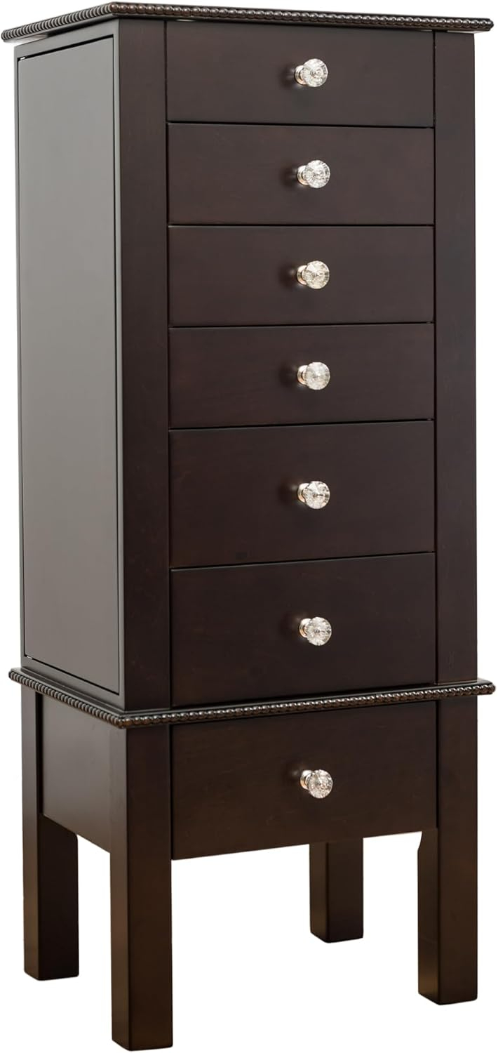 Hives & Honey - Crystal Standing Women's Wood Jewelry Armoire - Espresso