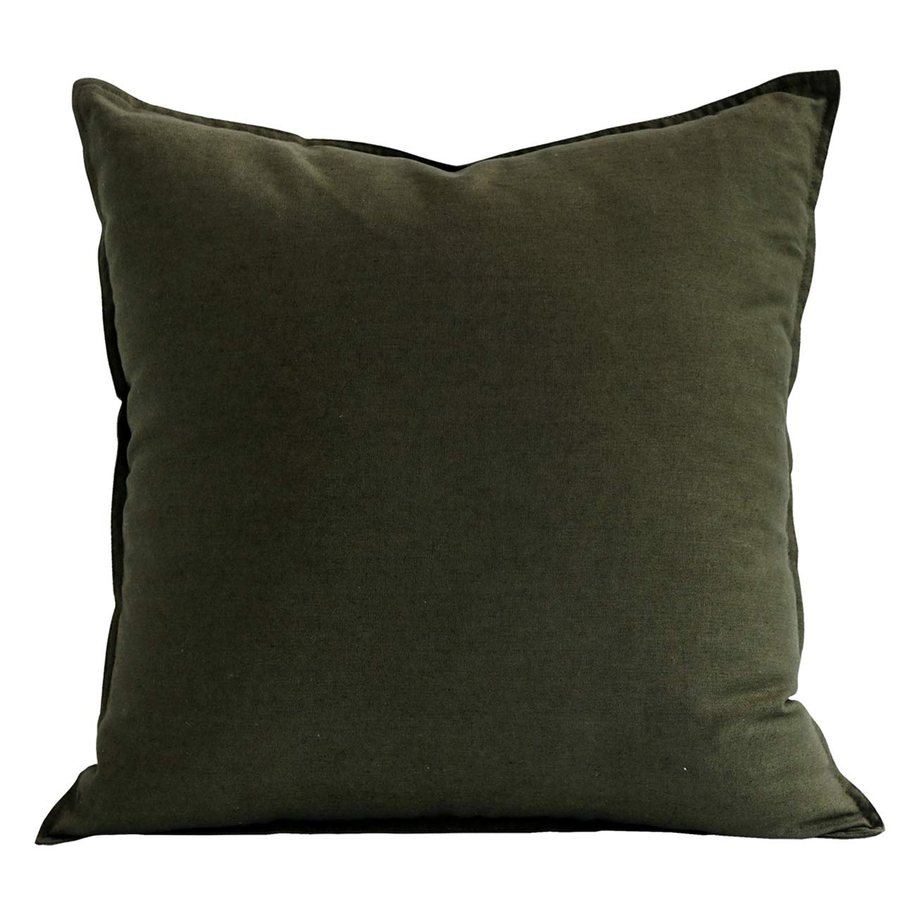 Jeanerlor Natural Cotton Linen Soft Soild Decorative Square Throw Pillow Covers Set Cushion Case for Sofa Bedroom Car24 x 24 Inch 60 x 60cm,Olive Green