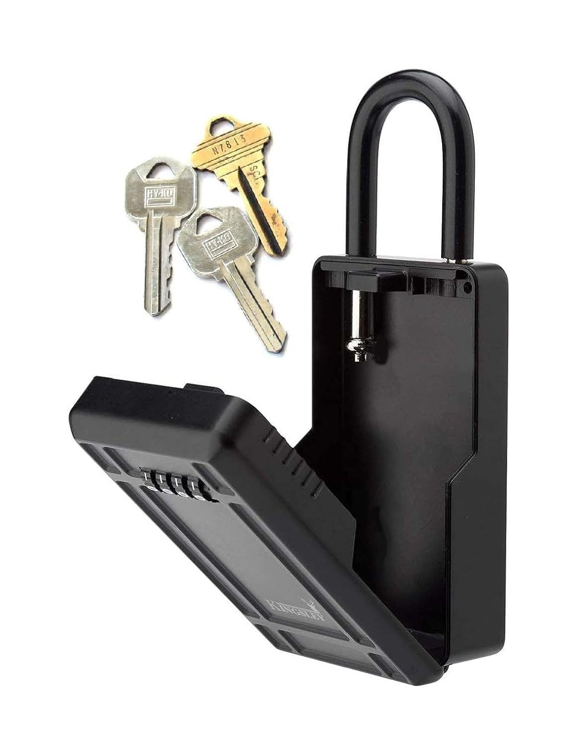 Key Lock Box, Kingsley KL313 Large Capacity Key Storage Box with Resettable Code, 4 Digit Combination Lock Box for Spare Keys, Water Resistant Key Box or Hanging Lock Box for Home, Airbnb, etc.