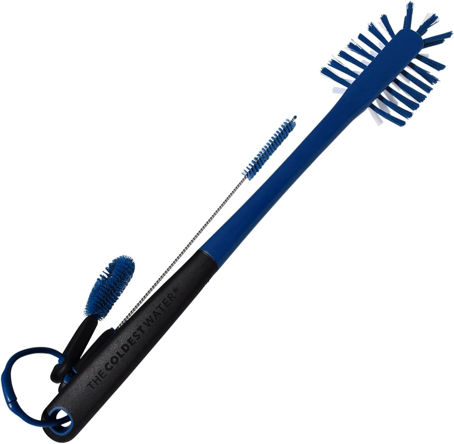 Premium Blue and Black Stainless Steel Water Bottle Cleaning Brush Set