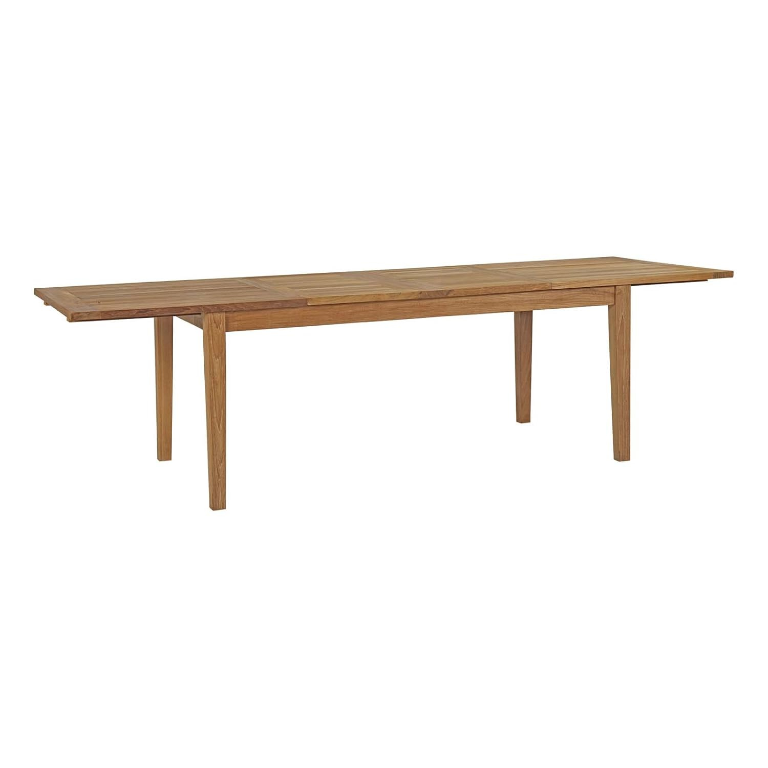 Marina Natural Teak Wood Extendable Outdoor Dining Table