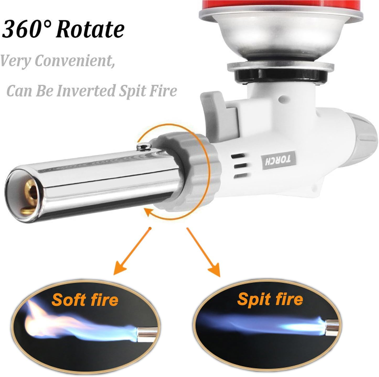 Butane Torch Kitchen Blow Lighter - Culinary Torches Chef Cooking Professional Adjustable Flame with Reverse Use for Creme, Brulee, BBQ, Baking, Jewelry by FunOwlet (Butane Fuel Not Included)