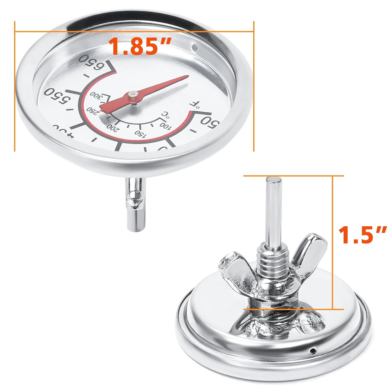 Hisencn 2.36'' Temperature Gauge for Charbroil Grill Replacement Parts, Grill Thermometer Gauge for Weber, Kenmore, Nexgrill, Brinkmann, Jenn Air Grill