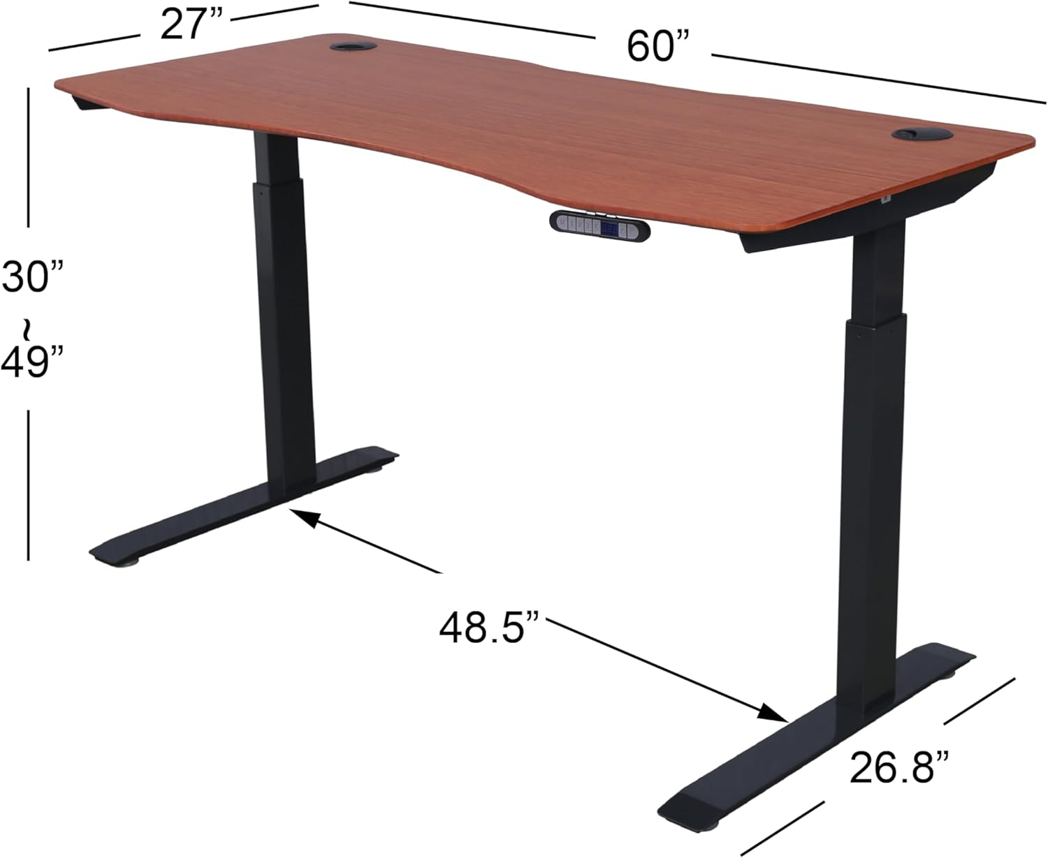 ApexDesk Elite Series 60" W Electric Height Adjustable Standing Desk (Bamboo Top, Black Frame)