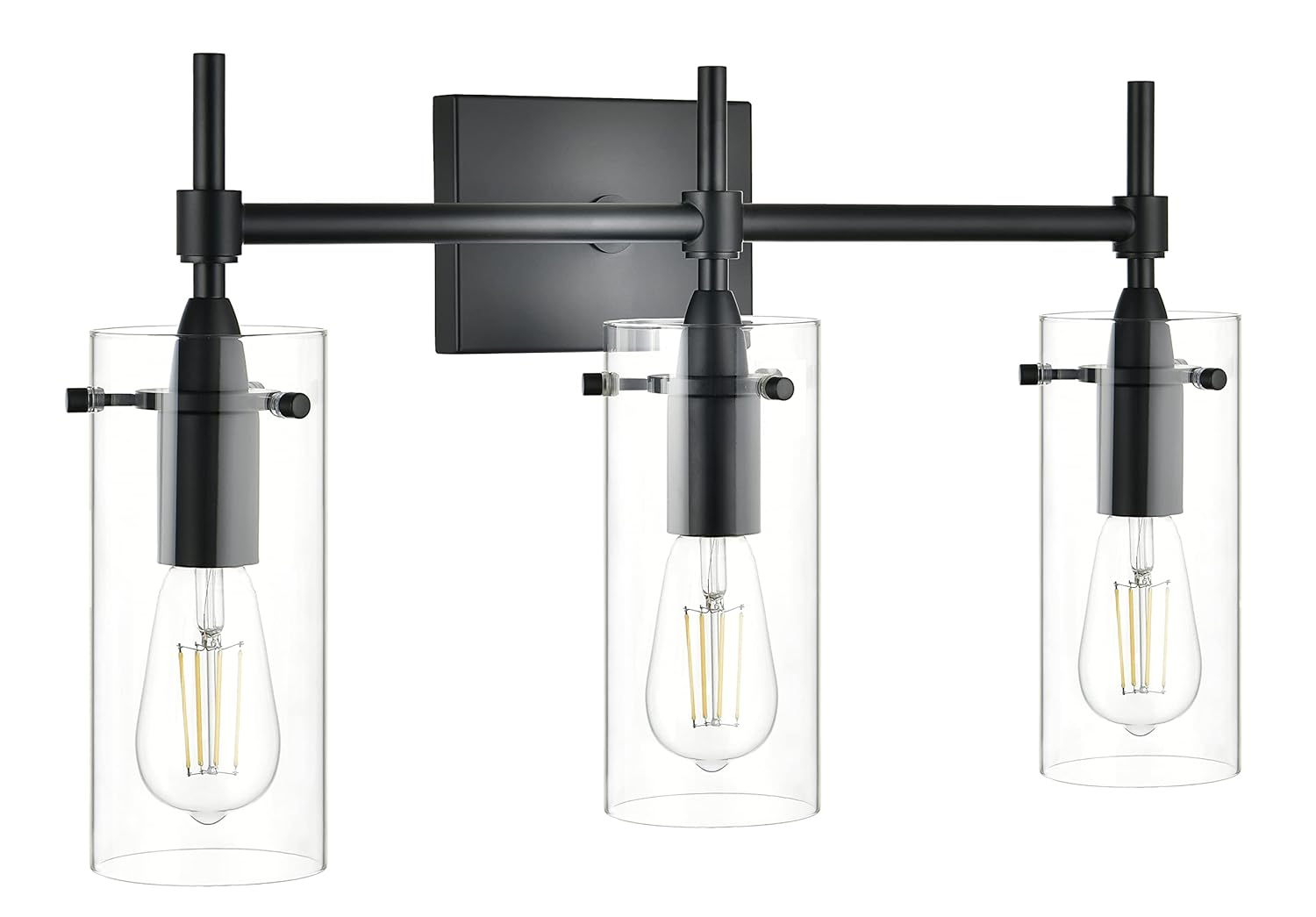 Linea di Liara Effimero Modern Farmhouse Bathroom Vanity Lights Fixtures 3 Lights Over Mirror Matte Black Vanity Lights for Bathroom Light Fixtures Industrial Lighting Frosted Glass Covers, UL Listed