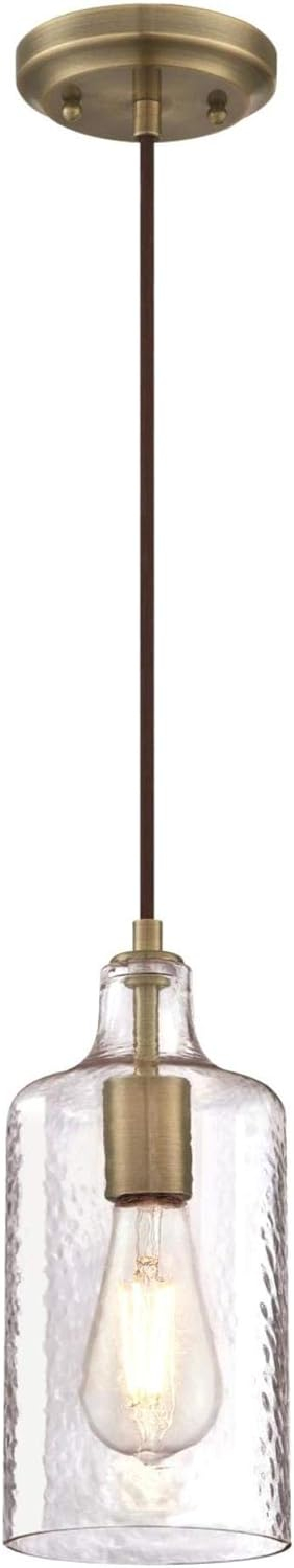 Westinghouse Carmen Mini Pendant Antique Brass Finish Clear Textured Glass