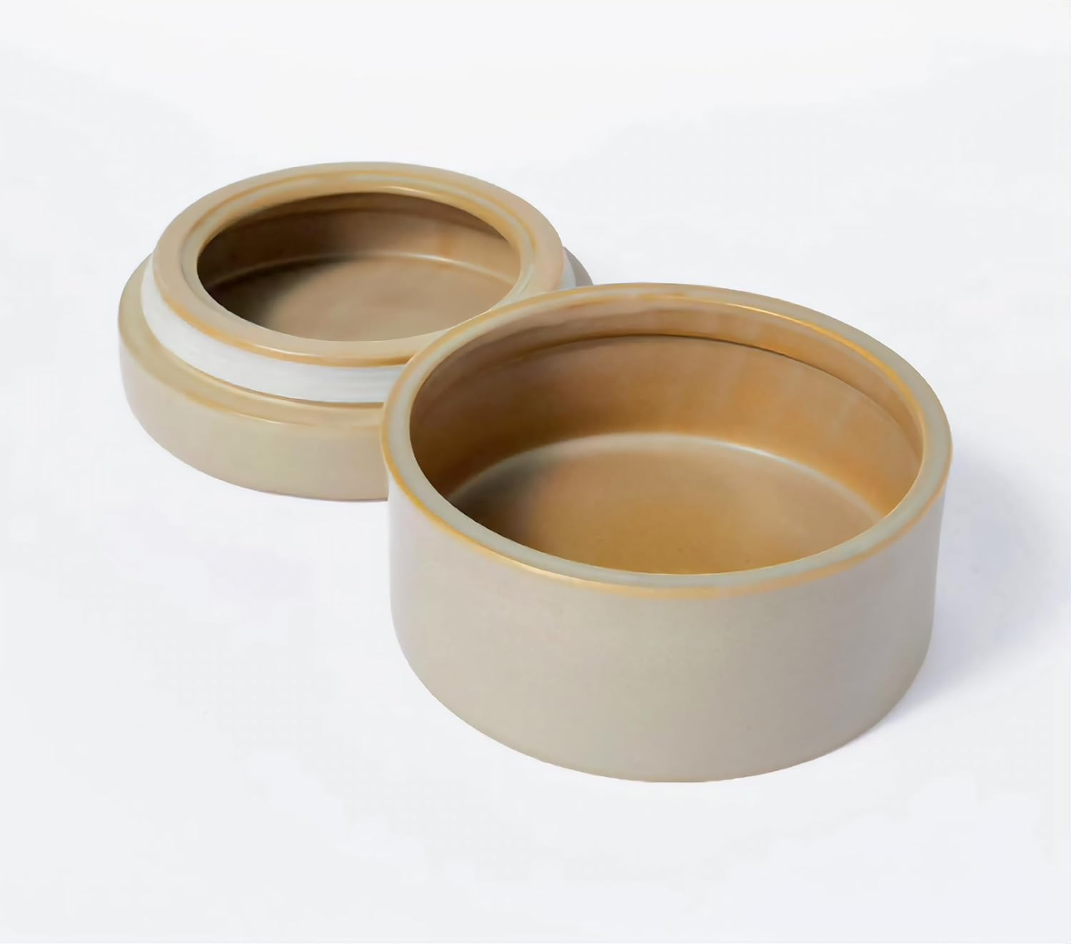 Gray Round Carved Ceramic Storage Box with Lid