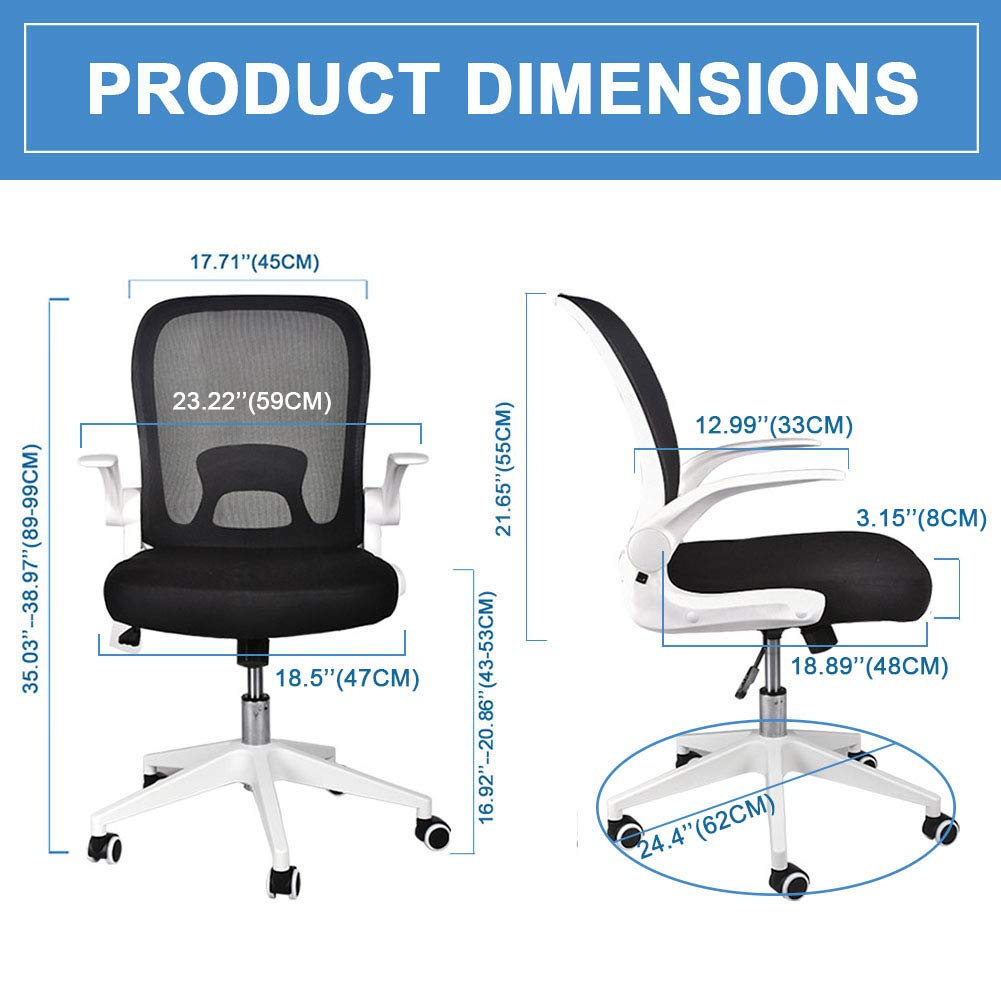 White Mesh Ergonomic Swivel Office Chair with Adjustable Arms