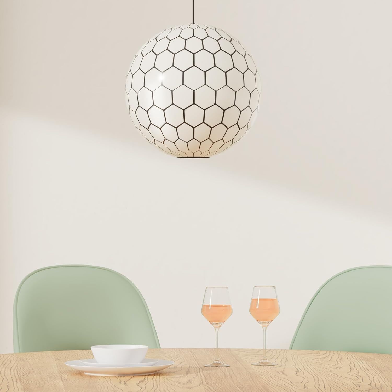 Storied Home 16"x15" Capiz Honeycomb Globe Pendant Light: Artisan Crafted, ETL Listed, Metal Frame