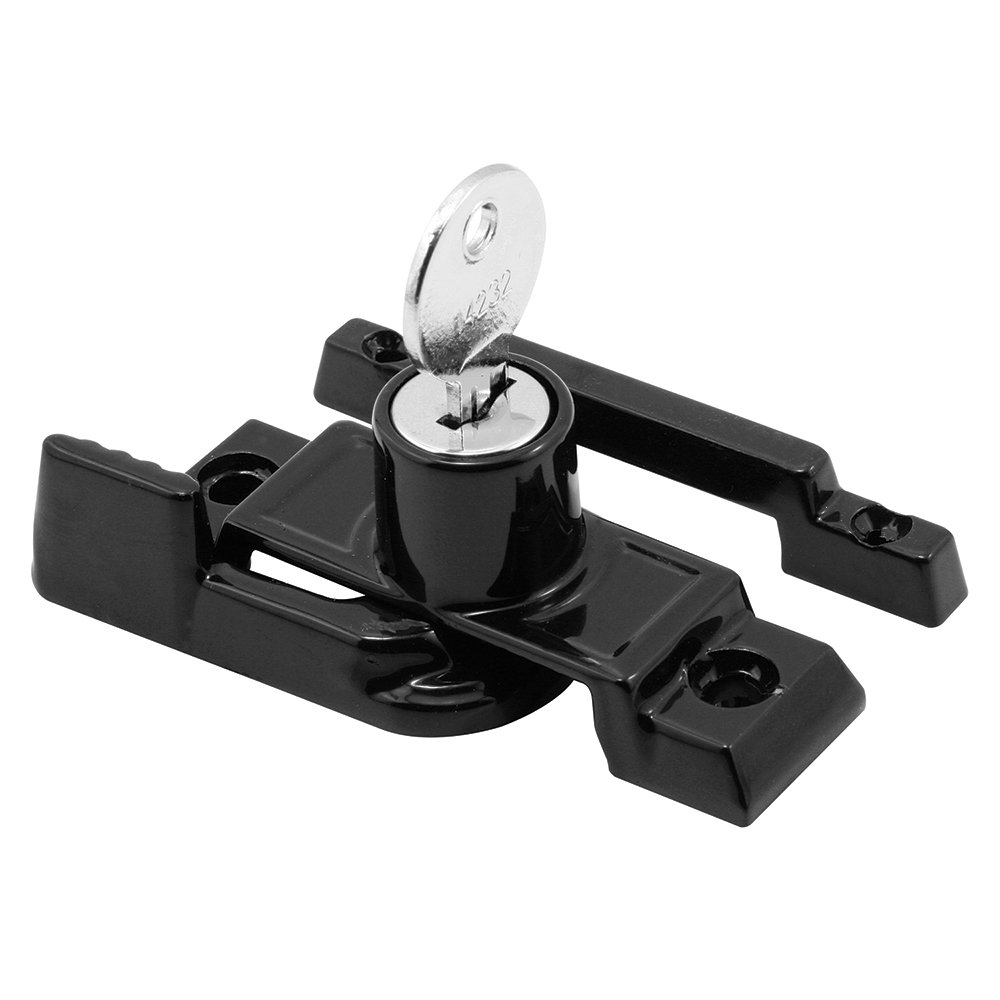 Keyed Child-Proof Sash Lock, 2-1/4 in. Hole Centers, Diecast Zinc, Painted Black, (Single Pack)