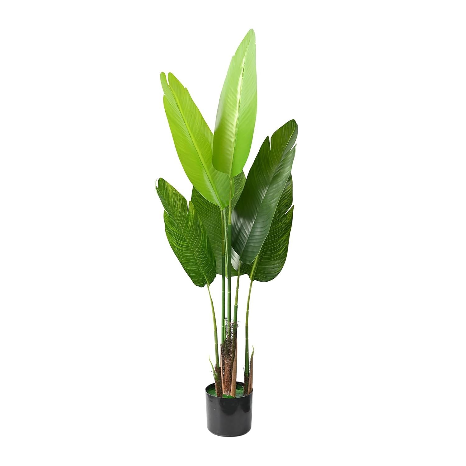 Artificial Bird of Paradise Plant,4 FT Fake Banana Leaves Plants Faux Tropical Palm Tree Floor Plant Potted, Artificial Tree for Home Office Living Room Decor Indoor Perfect Housewarming Gift.