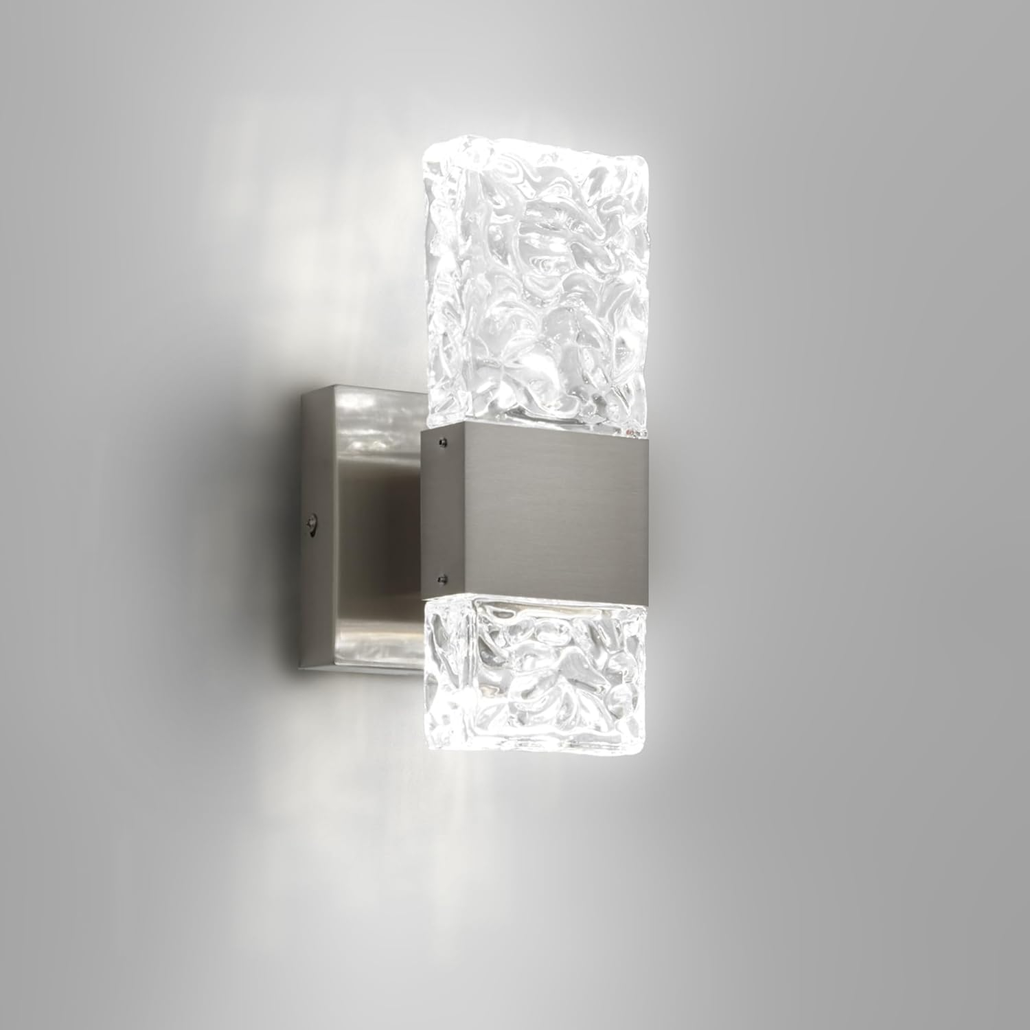 Modern Bathroom Vanity Light fixtures Over Mirror Brushed Nickel Crystal LED Bathroom Lighting fixtures 3 Lights 6000K