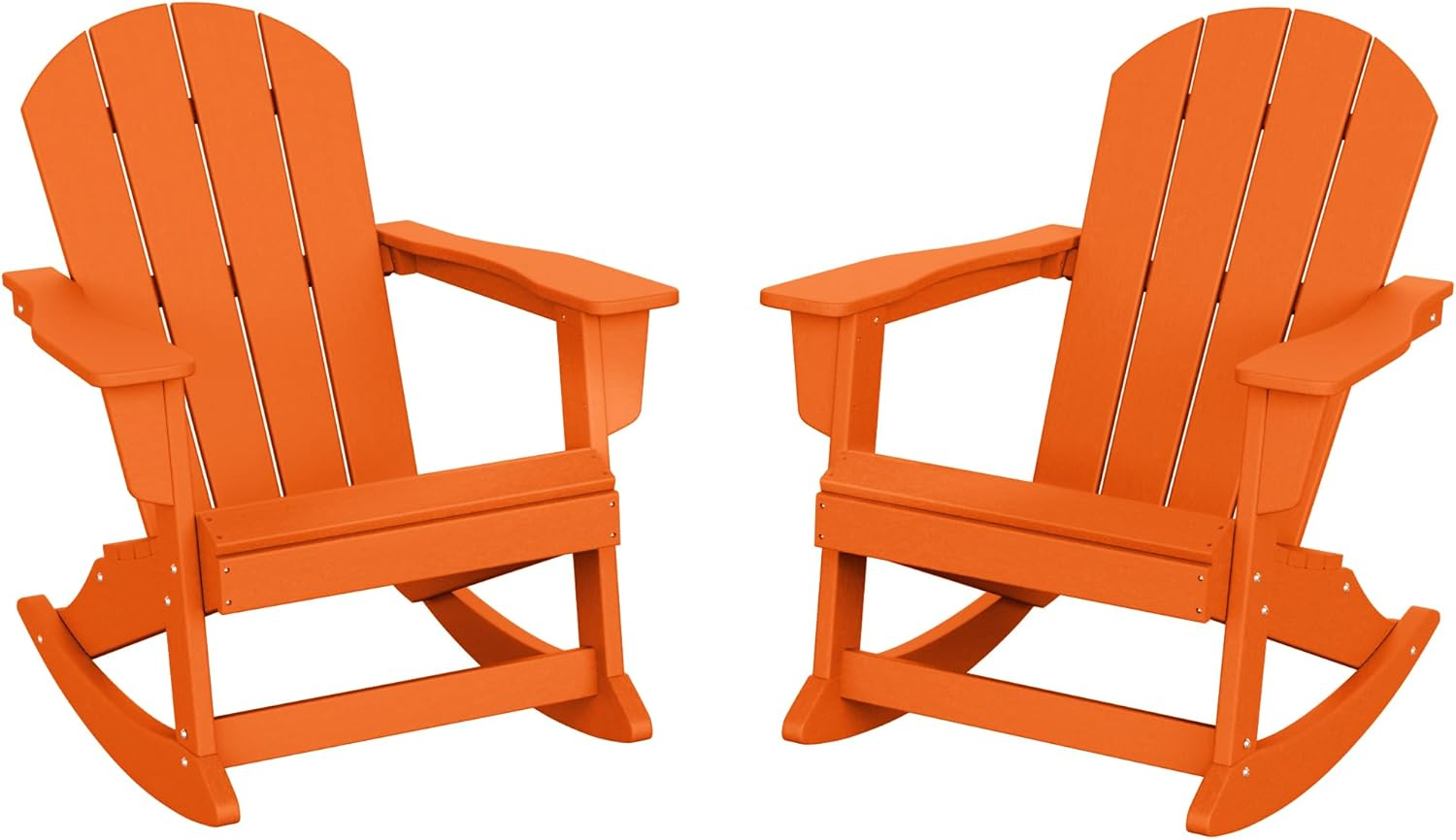Polytrends  Laguna Hdpe All Weather Outdoor Patio Rocking Chair (Set of 2) Orange