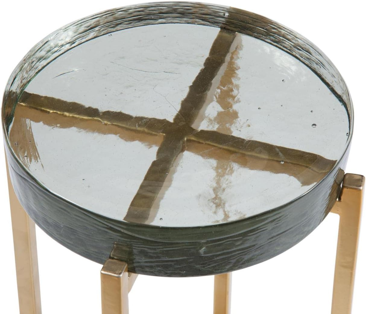 Bassett Mirror Company Laine Metal and Cast Glass Accent Table in Gold