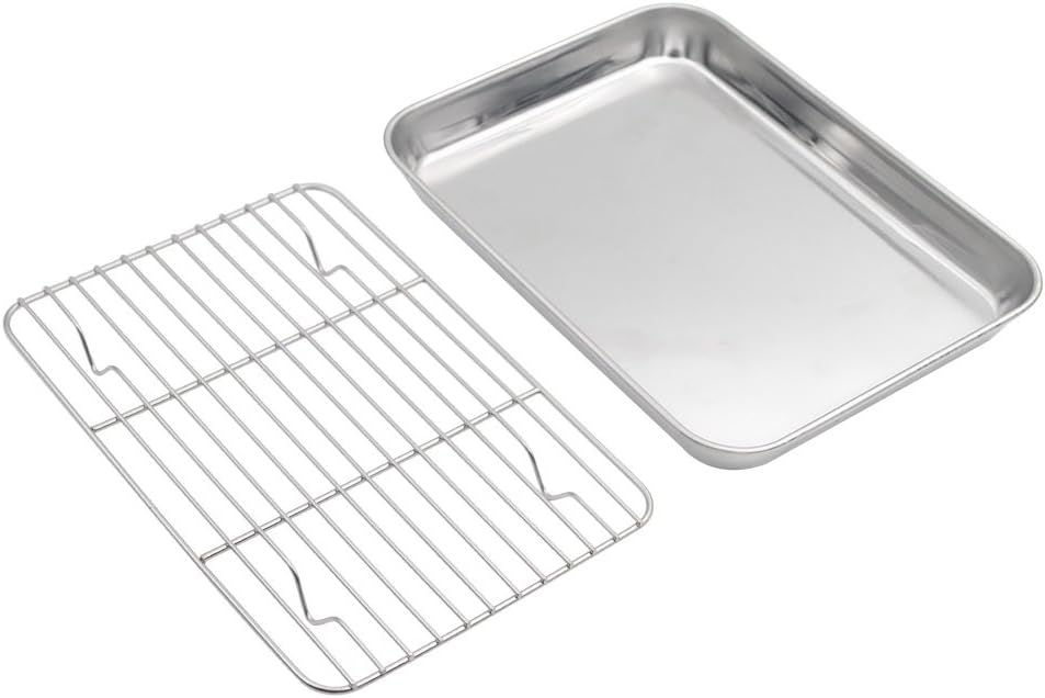 Mlfire Baking Sheets and Racks Set Stainless Steel Baking Sheet Chef Baking Sheet with Wire Rack Set for Oven and Dishwasher Non Toxic Heavy Duty Easy Clean Cooling Rack Set