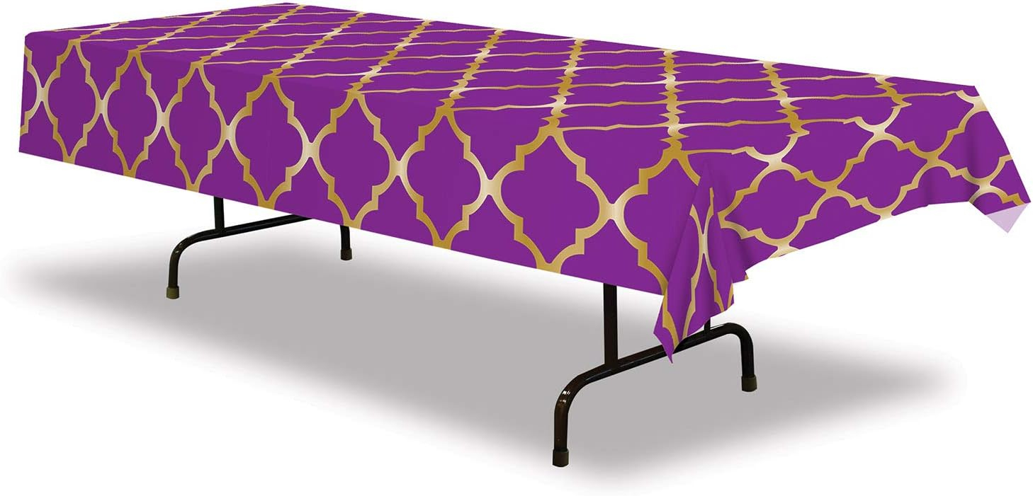 Royal Purple and Gold Rectangular Plastic Tablecover