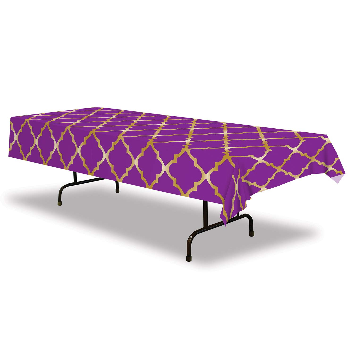 Royal Purple and Gold Rectangular Plastic Tablecover