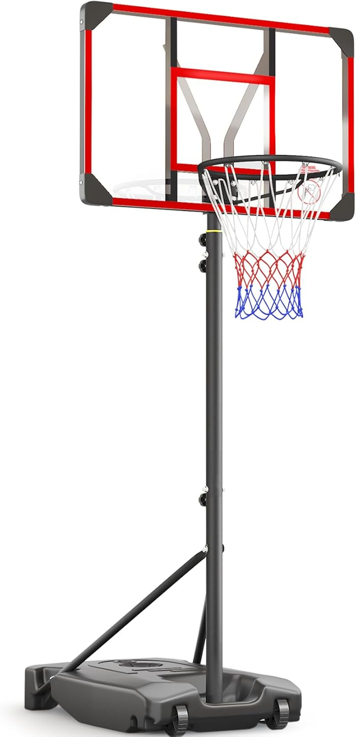 Kids Basketball Hoop Outdoor 4.82-8.53ft Adjustable, Portable Basketball Hoops & Goals for Kids/Teenagers/Youth in Backyard/Driveway/Indoor, with Enlarged Base and PC Backboard