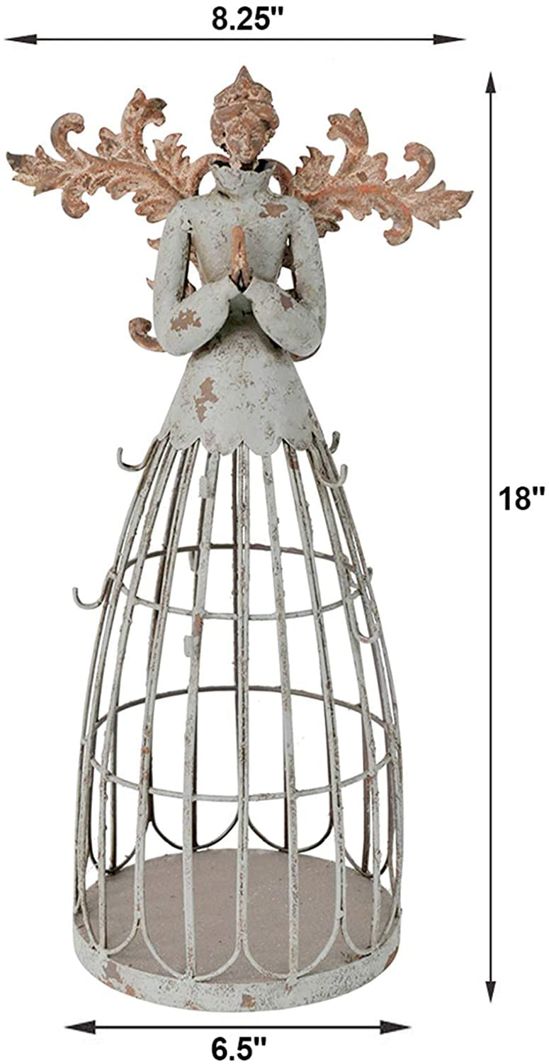 Morning View Metal Praying Angel Garden Statue Decor for Yard Art Outdoor Standing Large Angel Decorations Antique Patio Patio Lawn Holiday Christmas 18 Inches Tall