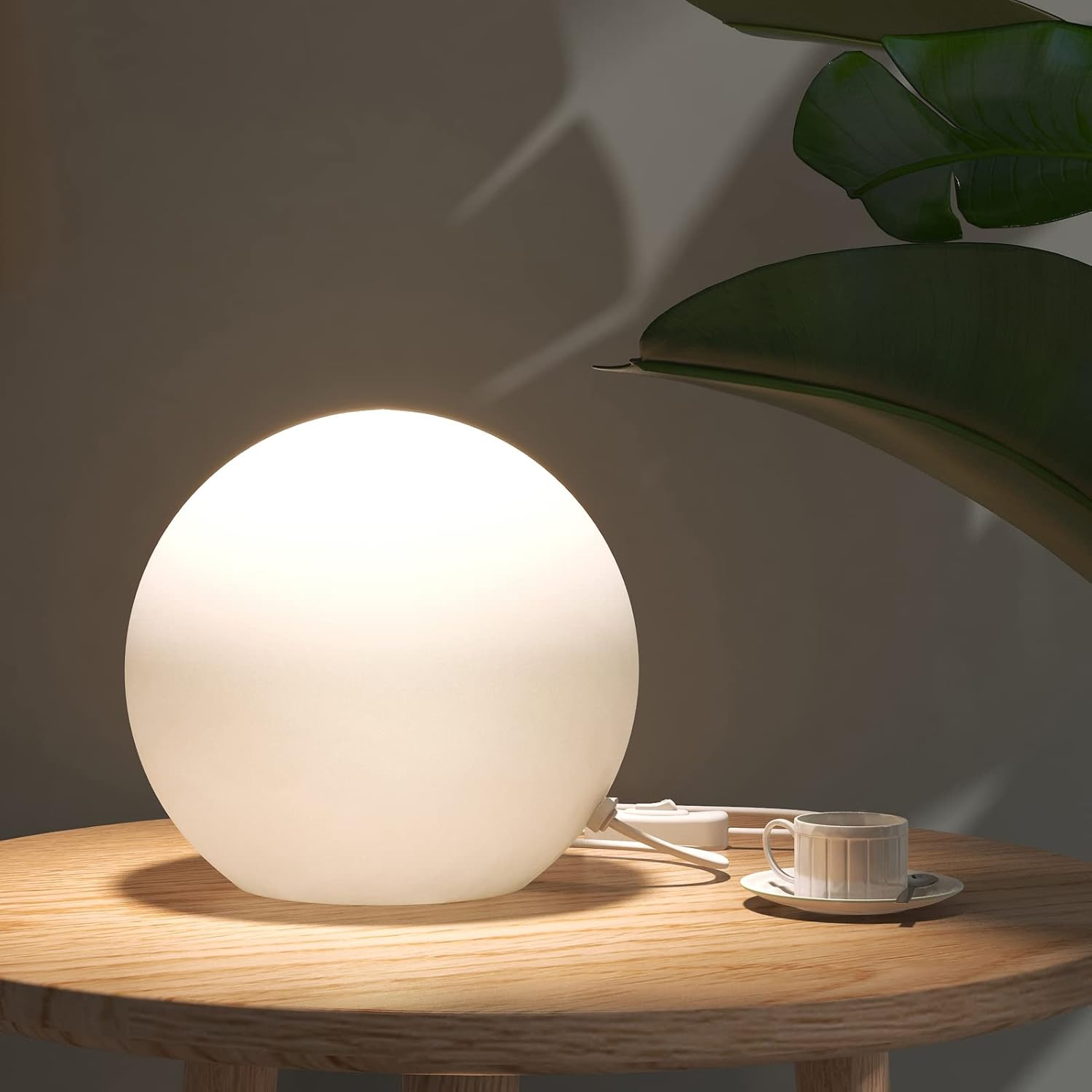 7.8 Inch Ball Table Lamp with Glass Shade, Ball Light Bookshelf Lamp for Bedroom, Dorm, Office and Bedroom Bookshelf Reading Decoration, Without Bulb