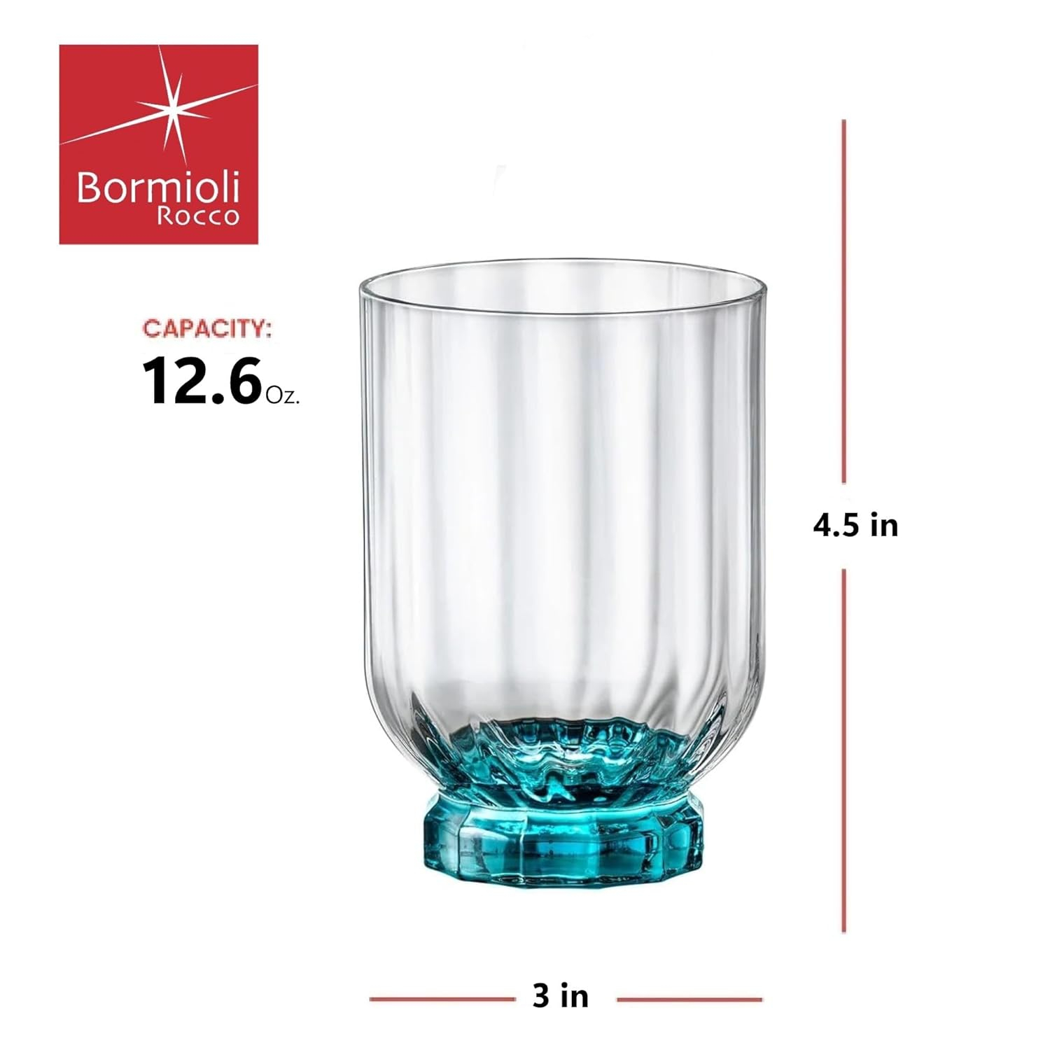 Lucent Blue Glass Double Old Fashioned Tumblers, Set of 4