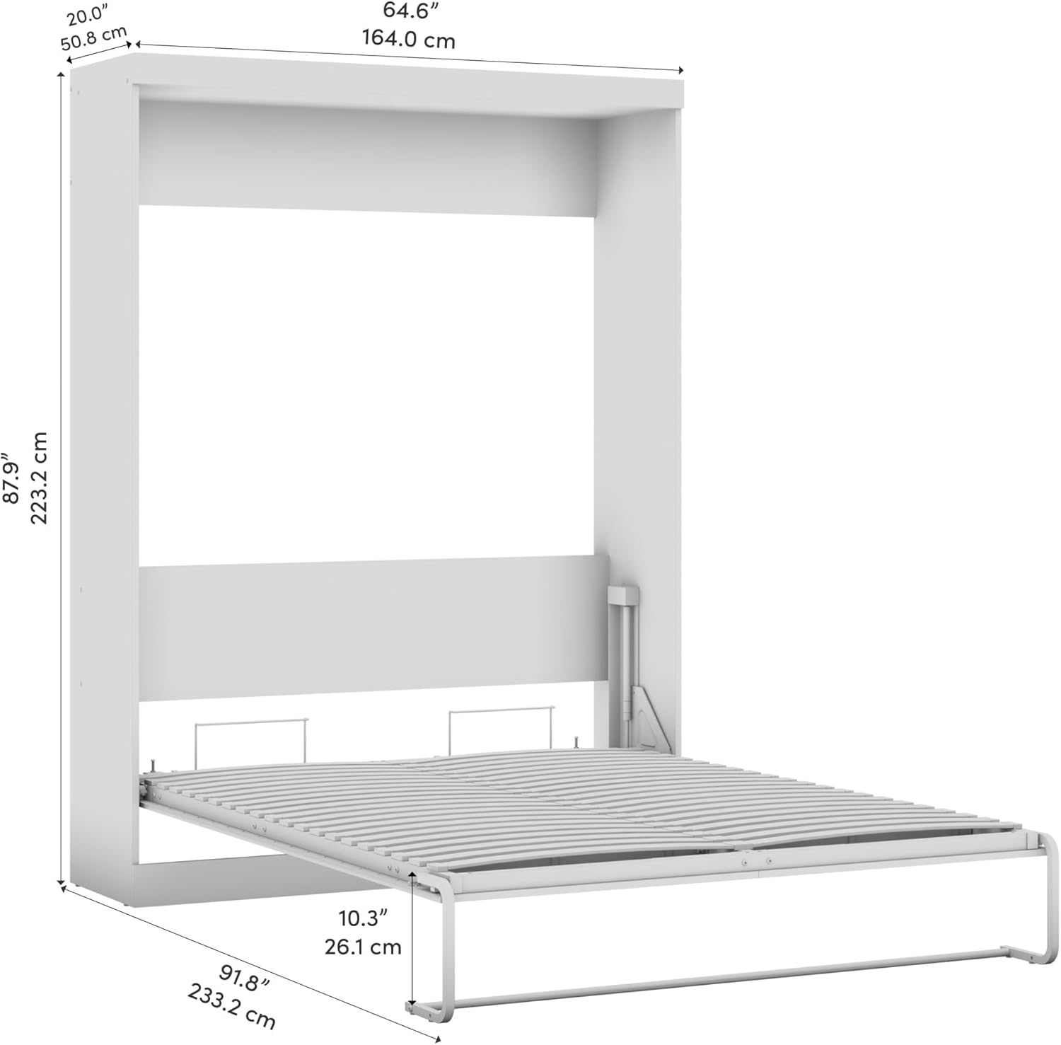 Bestar Nebula 65W Queen Murphy Bed in Bark Gray and White, Sleeping Arrangement for Multipurpose Room