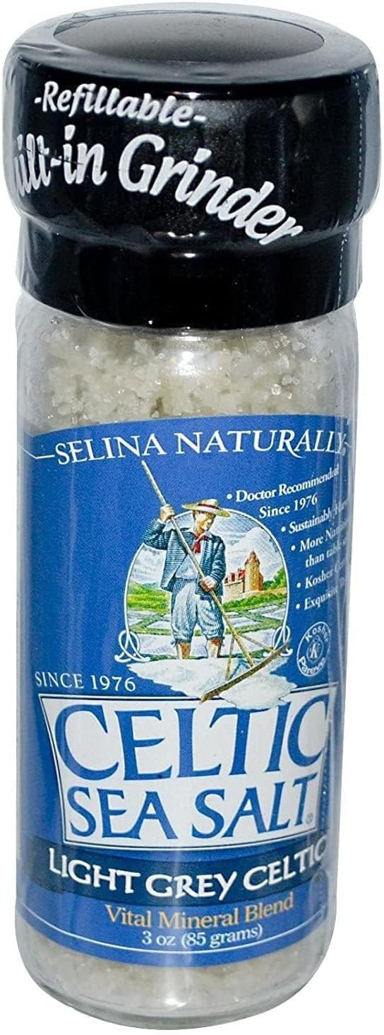 Celtic Sea Salt Light Grey Coarse Sea Salt, 3 Oz Grinder