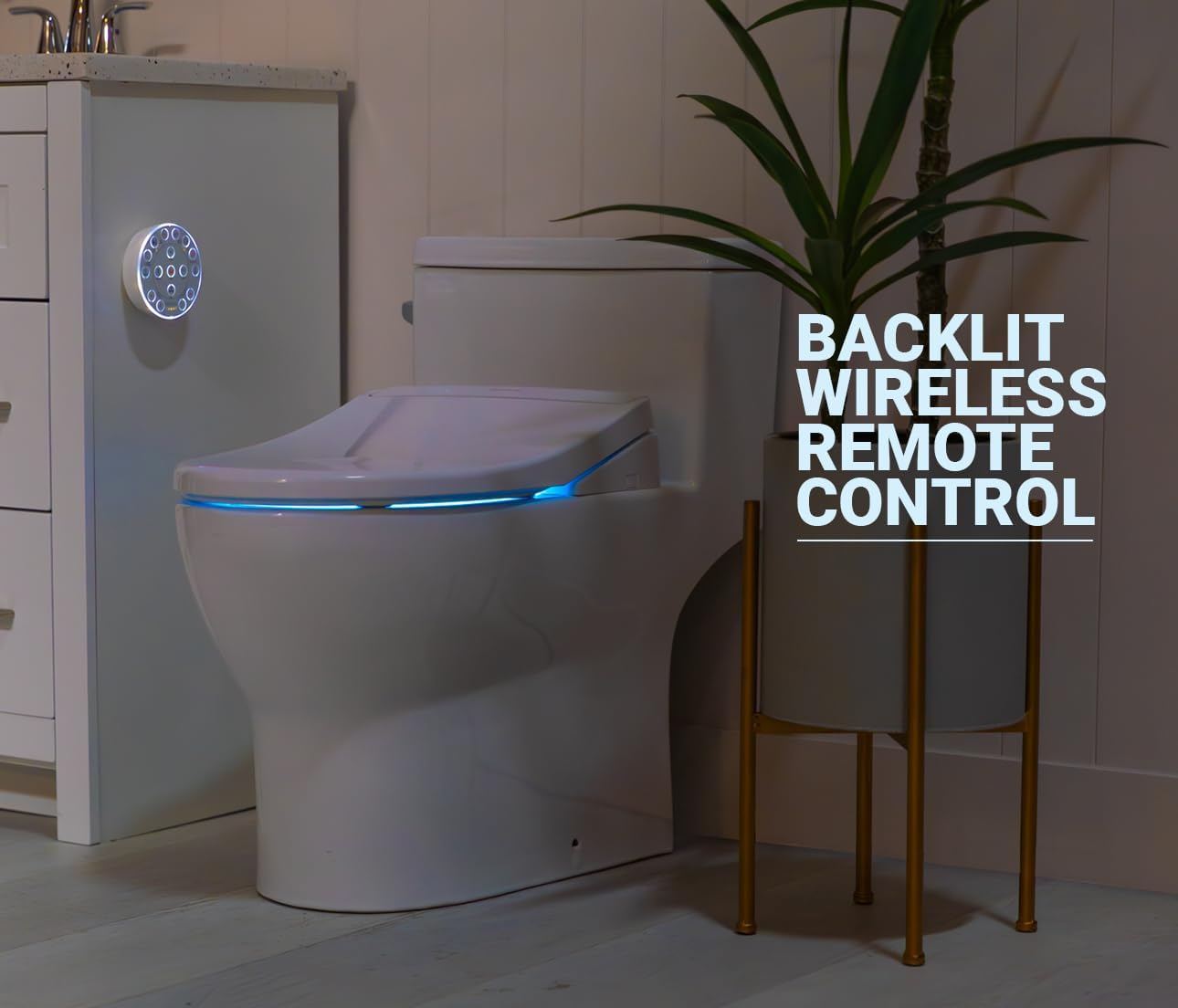 Crown Elongated Bidet Toilet Seat, Endless Warm Water, Strong Spray, Backlit Remote, Multi-color LED, Ultra Slim, Stainless Steel Nozzle, Sittable Lid, 3 Year Warranty