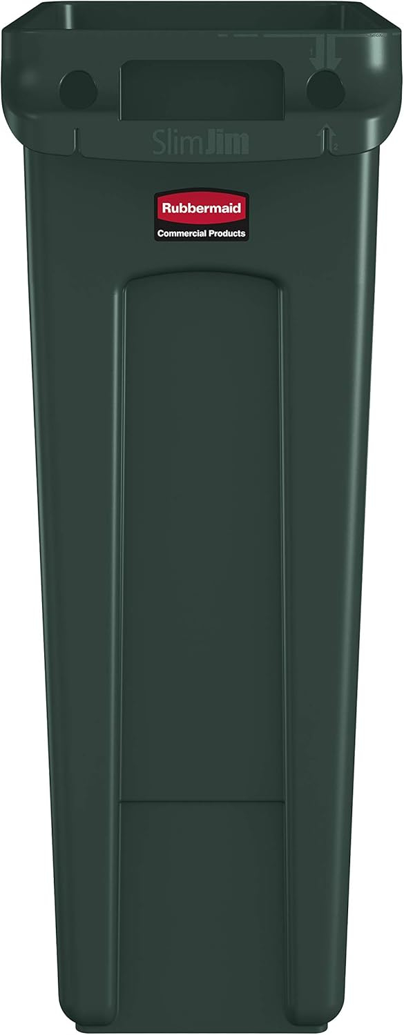 Dark Green Rectangular Plastic Commercial Trash Can Set
