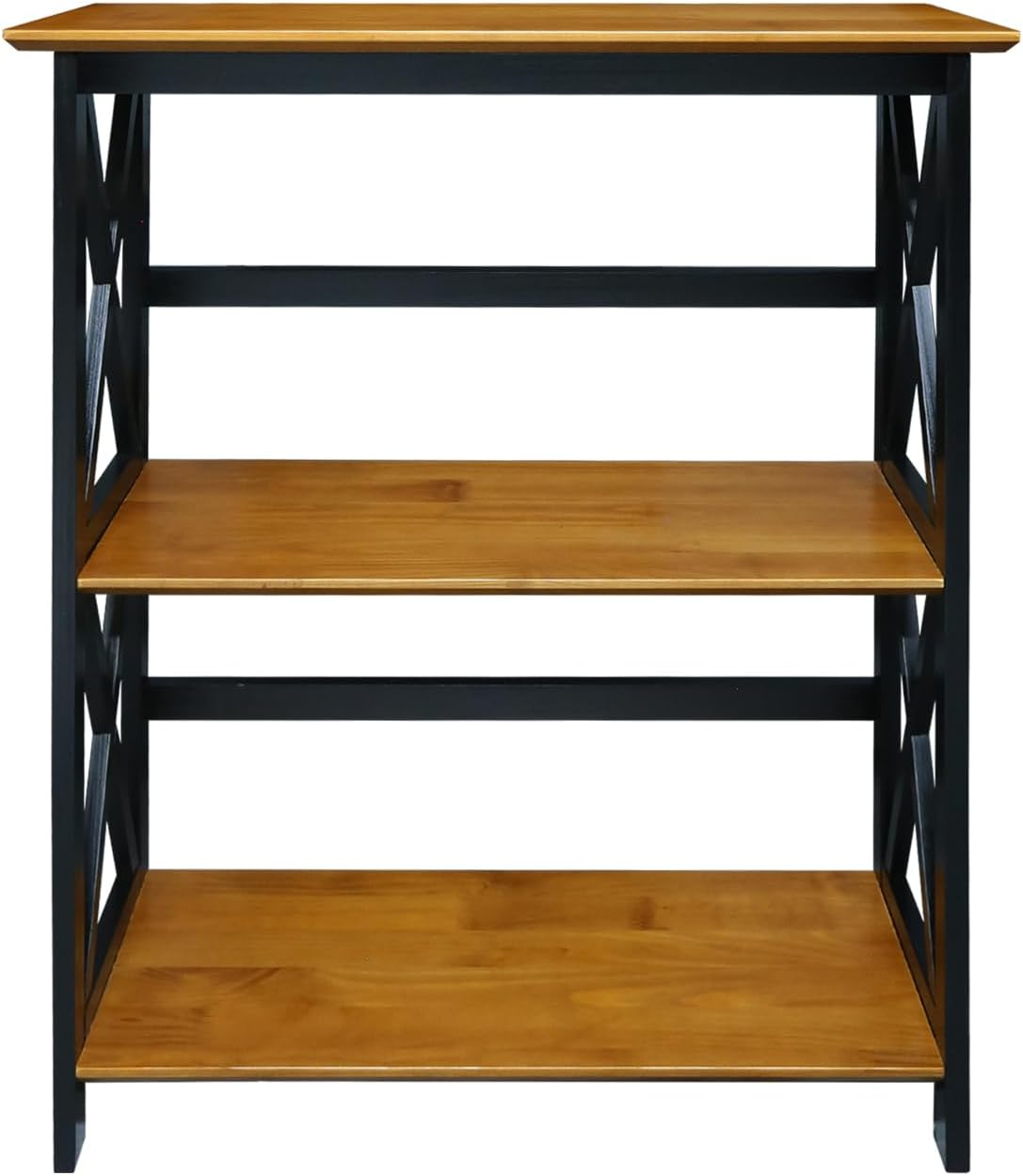 Casual Home Montego 3-Shelf Bookcase, Antique Walnut/Black