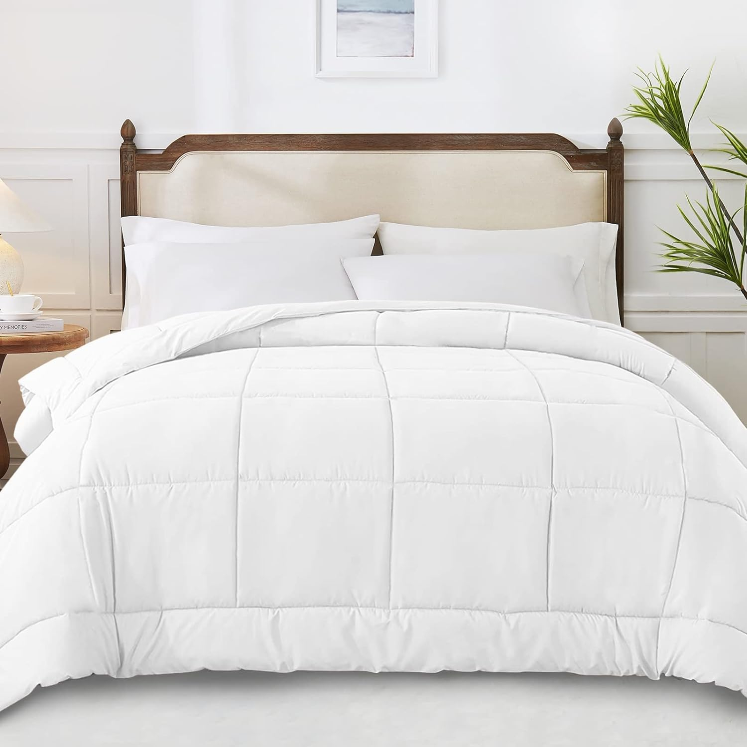 Mainstays Down Alternative Comforter, White, King, All Ages, All Season, Unisex