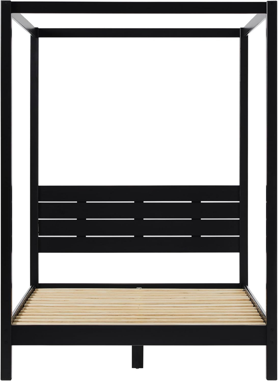 Walker Edison Minimalist Solid Wood Canopy Full Bed, Black