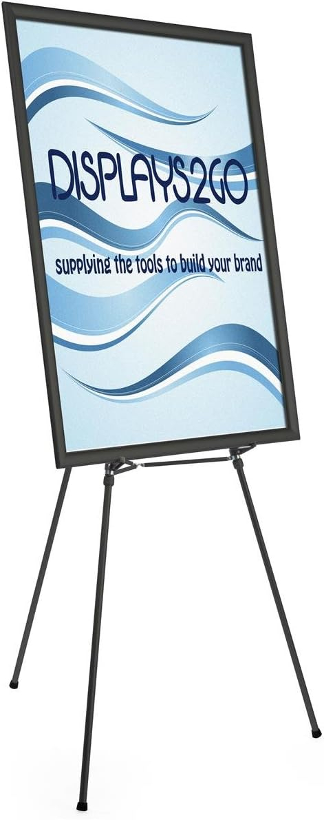Floor Easel for Art or Display, Adjustable Height, with 36" x 48" Snap Frame (Black Aluminum) (EASSF3648B)