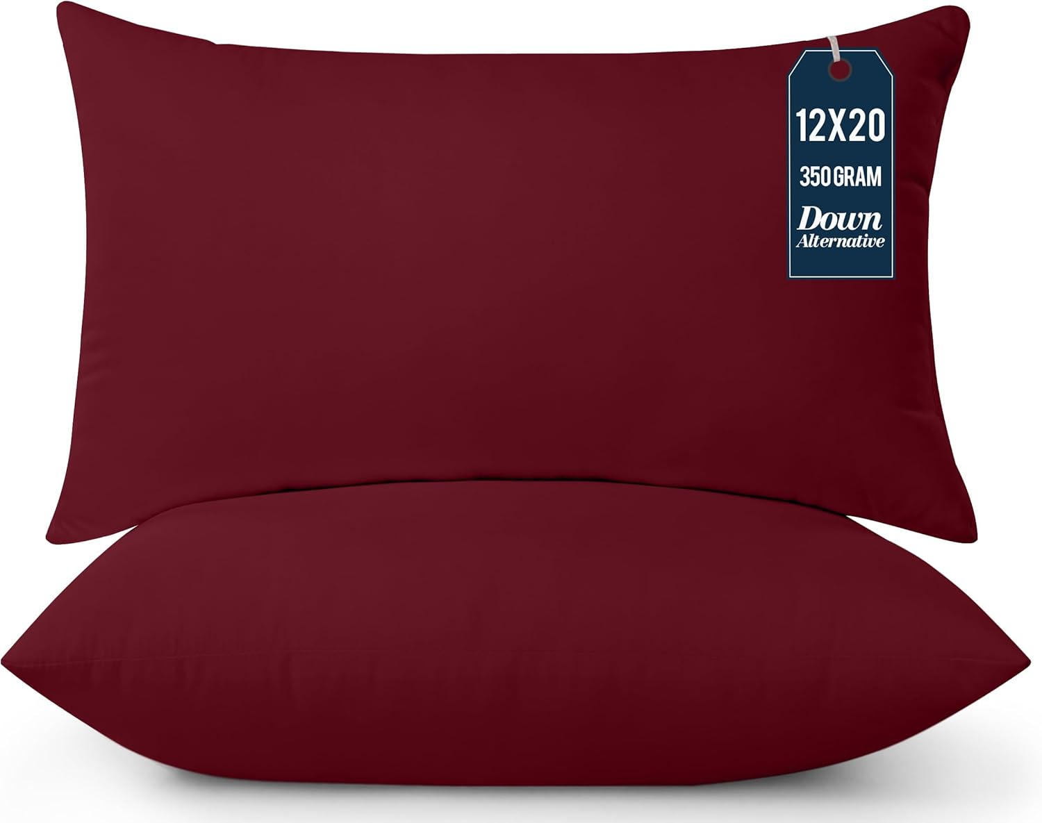 Utopia Bedding Throw Pillows Insert (Pack of 2, Wine Red) - 12 x 20 Inches Bed and Couch Pillows - Indoor Decorative Pillow