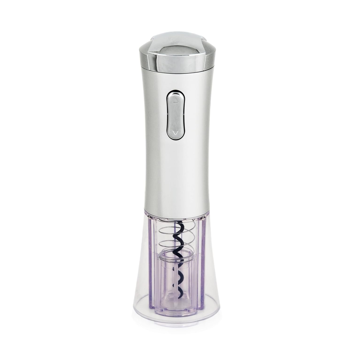 True Lux Electric Wine Opener, Rechargeable Corkscrew with Charger, Silver