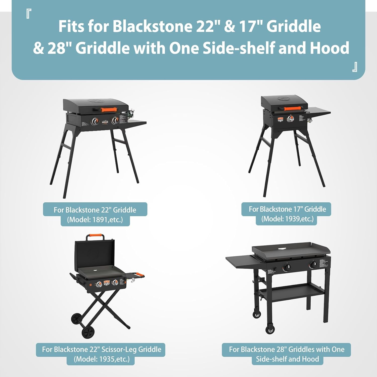 SHINESTAR Griddle Cover for Blackstone 22" and 28" Single Shelf Griddle Cover with Hood and Stand, Waterproof BBQ Cover with Double Straps, Lightweight & Fade Resistant, Black