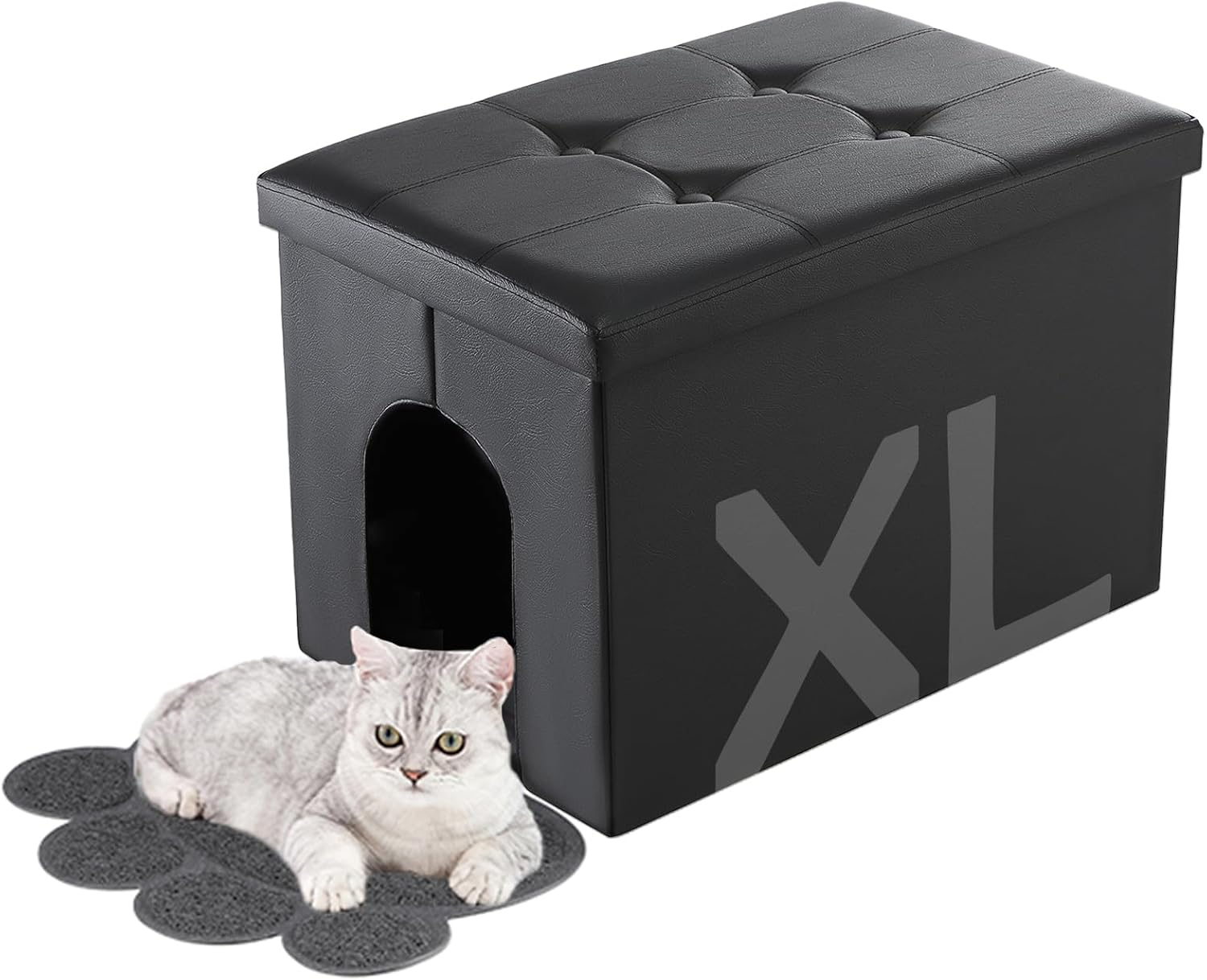 MEEXPAWS Cat Litter Box Enclosure Furniture Hidden, Cat Washroom Bench Storage Cabinet Small 19.7'' x 19.7'' x 19.7''| Dog Proof | Waterproof Inside | Easy Clean | Easy Assembly | Odor Control(Grey)