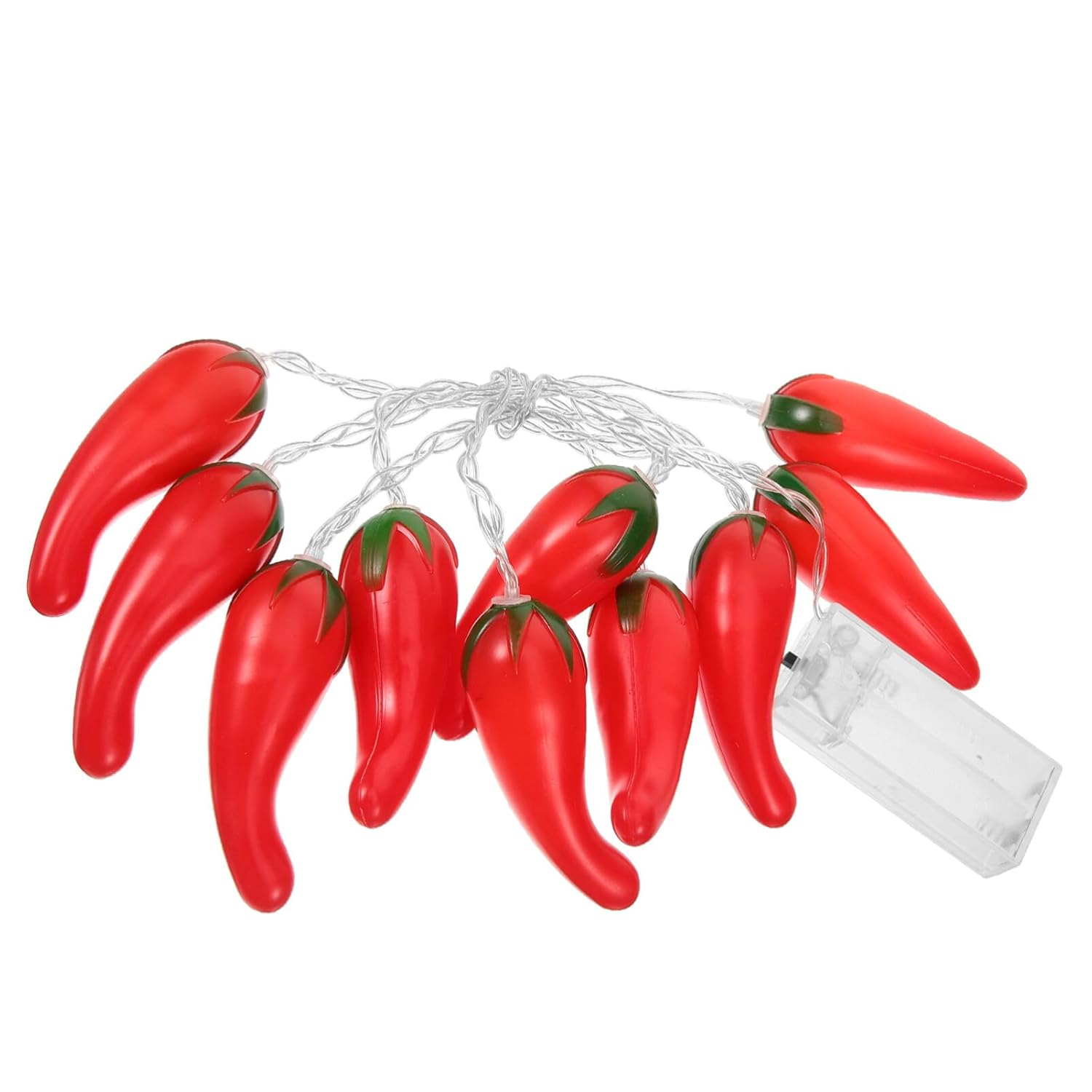 HOMEMAXS Chili Lights String Battery-operated 5.4ft 10 LEDs Warm White Pepper Lights Decorations for Patio Fence Deck Balcony Camping