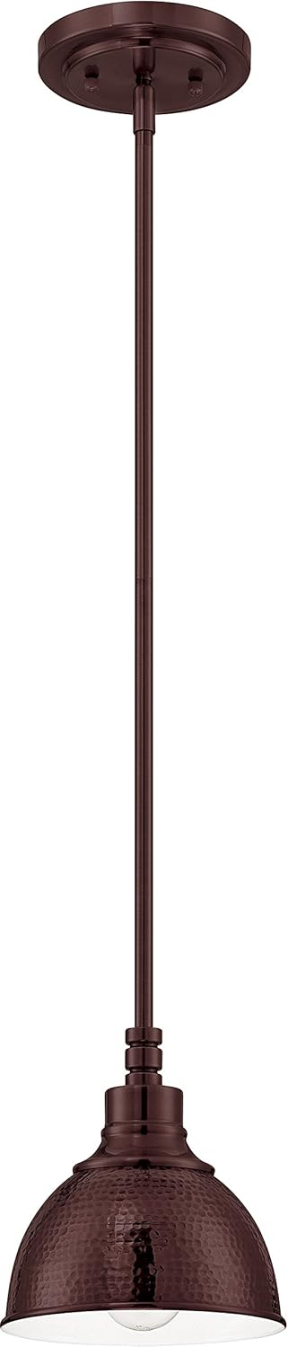 Aged Bronze Mini Pendant Light with Hammered Metal Shade
