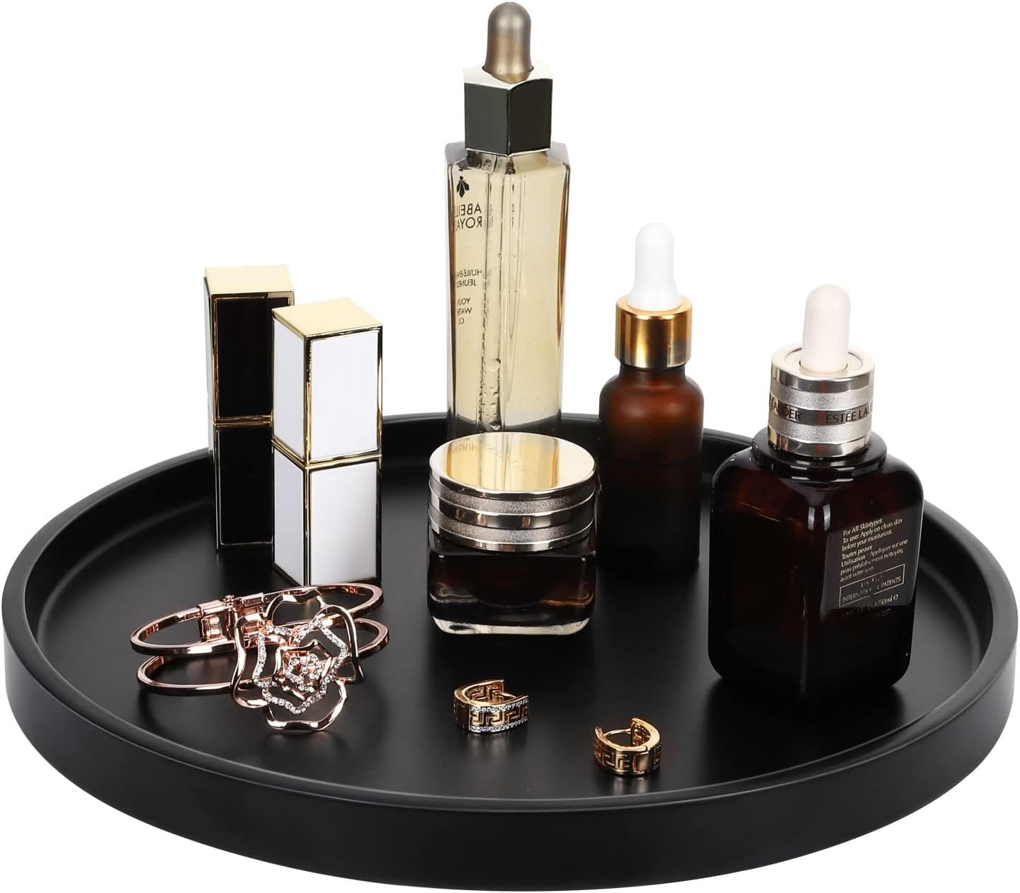 Shinowa Vanity Tray, Resin Bathroom Decorative Tray Catchall Organizer Jewelry Dish Tray for Bathroom Bedroom Counter-top Vanity Organization Vanity Table Jewelry Organizer, Matte Black