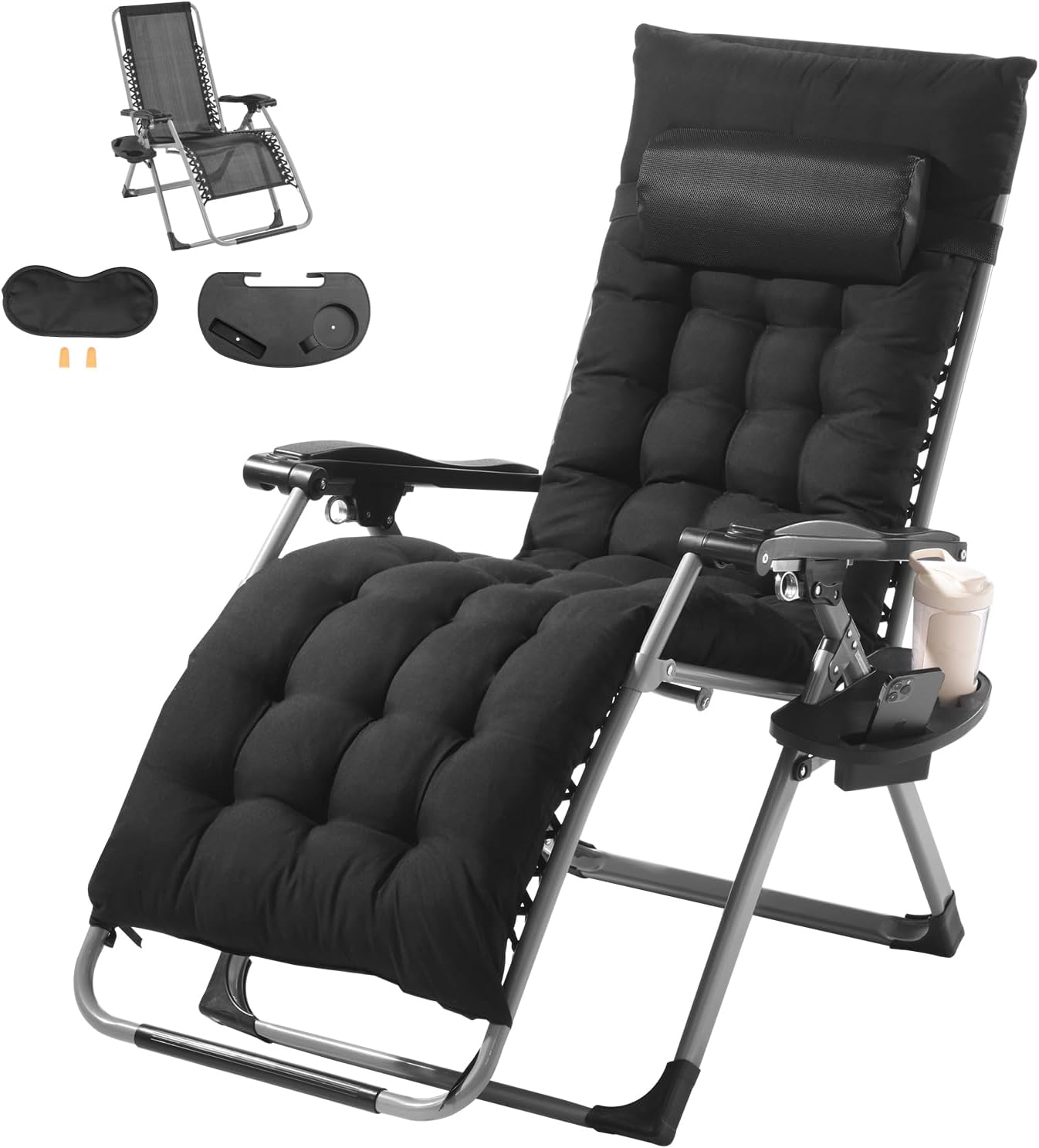 VEVOR 26" Zero Gravity Recliner Lounge Chair - Heavy-Duty Folding Indoor/Outdoor Lounger