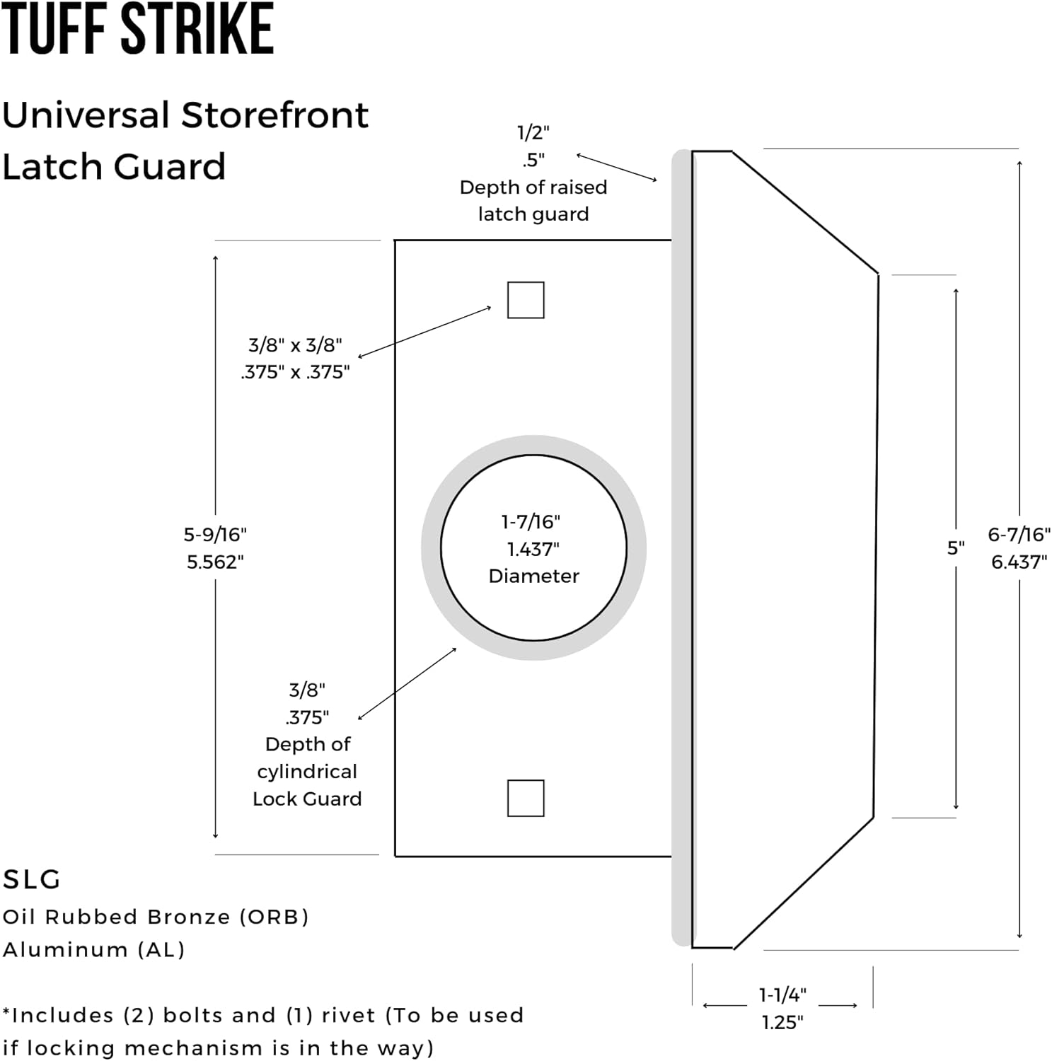 Steel Latch Guard Plate for Out-Swinging Doors | Commercial Door Security | Universal Latch Guard | TUFF STRIKE | Aluminum