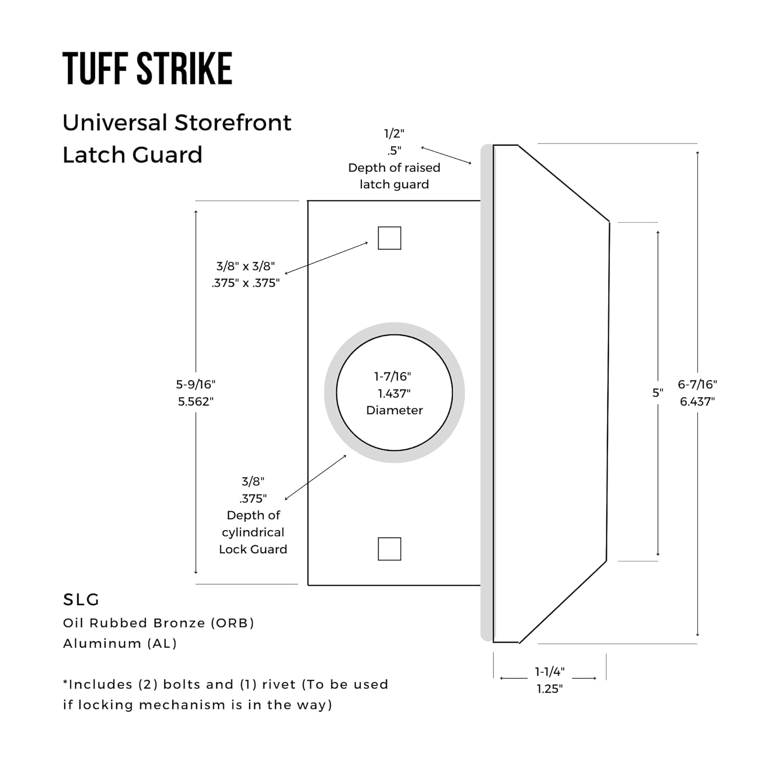 Steel Latch Guard Plate for Out-Swinging Doors | Commercial Door Security | Universal Latch Guard | TUFF STRIKE | Aluminum
