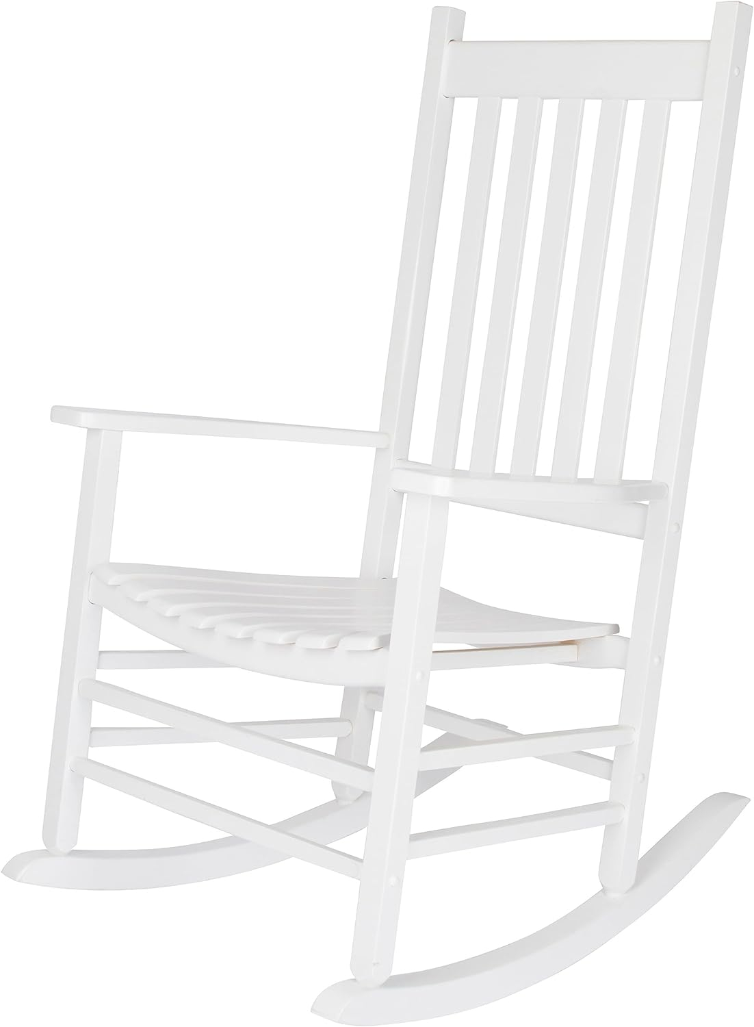 White Solid Wood Outdoor Rocking Chair with Arms