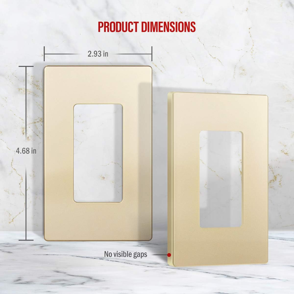 ENERLITES Elite Series Screwless Decorator Wall Plate, Child Safe Outlet Cover, Gloss Finish, Standard Size 1-Gang, Unbreakable Polycarbonate Thermoplastic, Gold