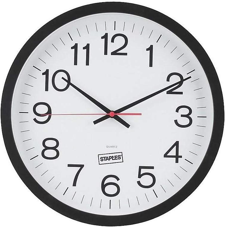 Staples Wall Clock Plastic 14" Dia. (18380) 812295