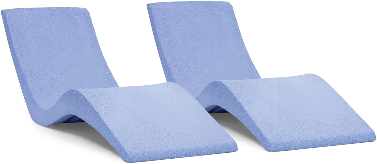 Blue Resin Outdoor Chaise Lounger Set for Poolside Relaxation