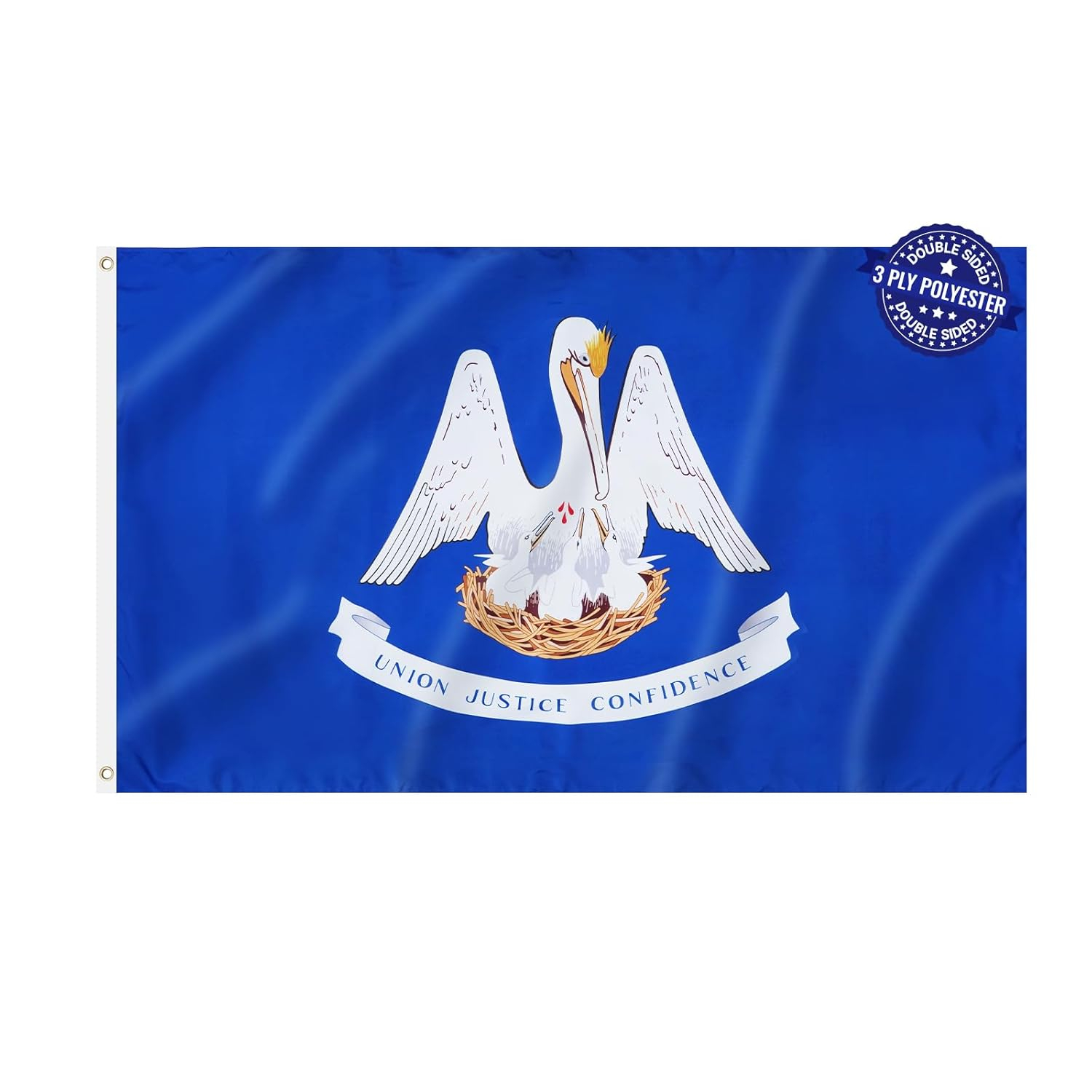 Louisiana State Flag 3x5 Double Sided Outdoor State Flags Heavy Duty 3 Ply with Durable Canvas Header and Brass Grommets Vivid Colors