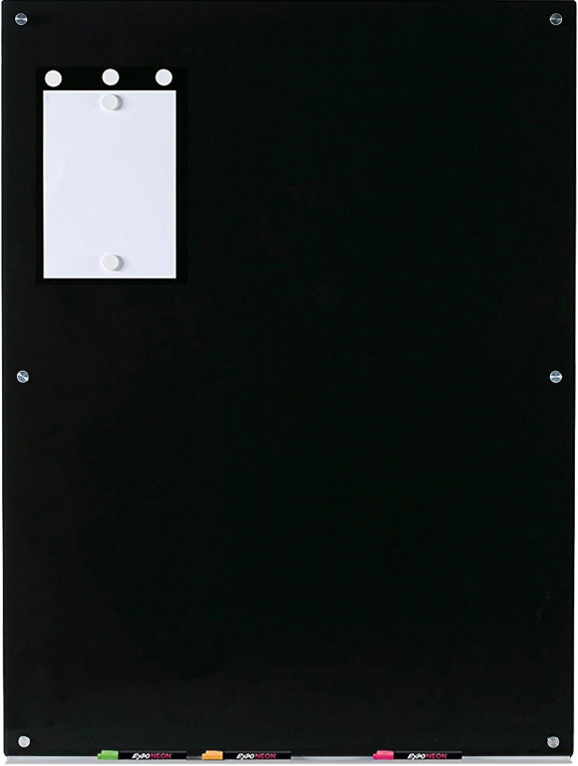 Audio-Visual Direct Magnetic Black Glass Dry-Erase Board Set - 36" x 48" - Includes Magnets, Hardware & Marker Tray